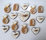 Boho Bridal/ wedding brown and white with Gold accents COOKIES  royal icing DECORATED -COOKIES