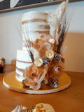 BOHO WEDDING CAKE, 2 TIER Floral cake 8"/6" tiers, wedding BOHO STYLE, rustic cake  round, buttercream covered