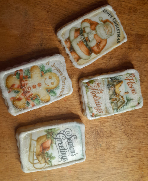 Cookies, Vintage winter scenes cookies  themed edible Image COOKIES  royal icing DECORATED -COOKIES, 1 dozen cookies, traditional cookies, Christmas themed cookies, Yesteryear cookies