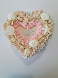 Cake,  beach themed Heart cake 6” Cake with buttercream frosting in heart shape