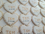 Custom Wedding Cookie Order, engagement cookies, heart cookies, 1 dozen custom cookies