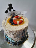 Birthday cake, lighthouse cake, ocean themed, 6 inch round