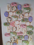 Cookies Bridal/ wedding pink , sage green with gold accents floral, wildflowers,  COOKIES  royal icing DECORATED -COOKIES)
