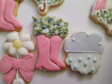Cookies, garden spring flower set baby shower cookies, 1 dozen, baby shower,
