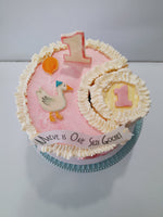 Cake 8" round birthday cake with  One Silly Goose themed