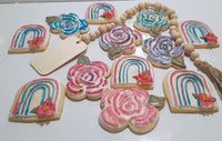 Rainbow and florals BIRTHDAY COOKIES  royal icing DECORATED -COOKIES 1 dozen,  cookies