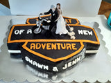 Custom motorcycle themed wedding cake (topper not included)