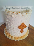 Custom COMMUNION, themed cake, COMMUNION cake with cross
