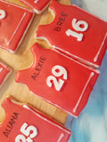 Cookies, custom BASKETBALL JERSEYS for sports team COOKIES  royal icing DECORATED -COOKIE