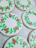 Christmas wreath cookies, sugar cookies, holiday cookies, 1 dozen, 12 cookies