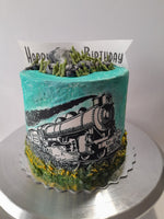 Birthday cake, train cake, railway steam engine themed, 6 inch round