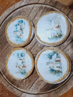 Cookies, Winter themed edible Image COOKIES (any image/ logo) royal icing DECORATED -COOKIES, 1 dozen cookies, Barn cookies, Snowy Church cookies, yesteryear cookies