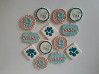 COOKIES, blue dog cookies, 1 dozen custom cookies , COOKIES  royal icing DECORATED COOKIES