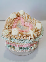 Cake,  beach themed Heart cake 6” Cake with buttercream frosting in heart shape