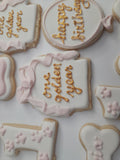 One Golden Year, cookie order , 1 dozen custom cookies