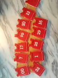 Cookies, custom BASKETBALL JERSEYS for sports team COOKIES  royal icing DECORATED -COOKIE