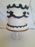 CAKE, birthday cake, round cake, cake, simple vintage look, white with black details