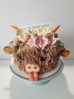 Cake, birthday cake, Cow themed Cake 8 inch buttercream covered