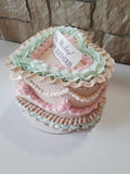 CAKE, birthday cake, heart cake, 6 inch vintage style cake