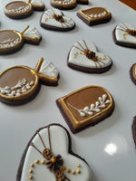 Boho Bridal/ wedding brown and white with Gold accents COOKIES  royal icing DECORATED -COOKIES