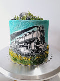 Birthday cake, train cake, railway steam engine themed, 6 inch round