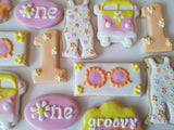 groovy one cookie set, first birthday cookies, by 23sweets.com