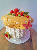 Cake, STRAWBERRY themed cake, birthday cake, 6, 8,or10 inch cake with strawberry motif,