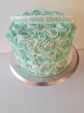 8” Cake with buttercream rosettes, birthday cake 8 inch round
