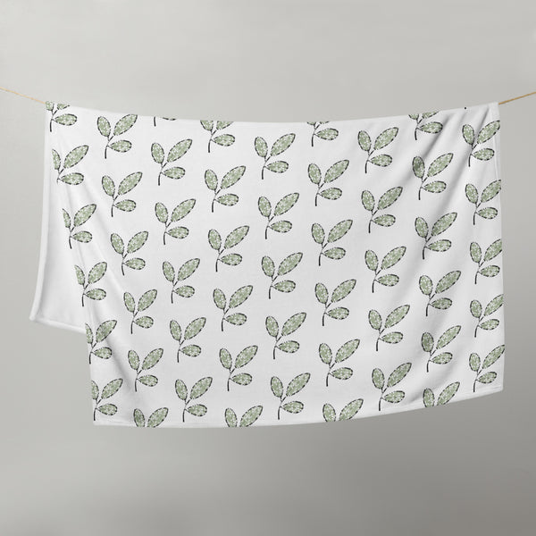 Throw Blanket, green scroll leaf pattern, comfy blanket throw, gift for her, sofa blanket