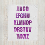 Throw Blanket Pink Alphabet ABC blanket for girls room, gift for her, blanket gift, birthday blanket gift for little girl