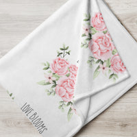 Throw Blanket Love Blooms pink roses design, gift for her, valentine's day gift for wife or girlfriend
