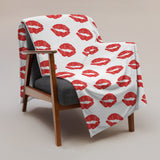 Throw Blanket red lips kiss blanket for her, gift for her, blanket gift, valentines day gift for her, kiss her