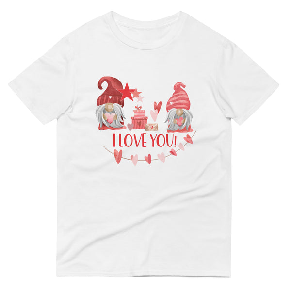 Short-Sleeve T-Shirt pink gnome valentines day shirt, i love you shirt, gift for her
