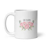 White glossy mug, LOVE BLOOMS mug for her, rose design, Valentine's Day gift, gift for wife, gift for her, gift for girlfriend