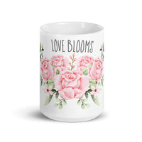 White glossy mug, LOVE BLOOMS mug for her, rose design, Valentine's Day gift, gift for wife, gift for her, gift for girlfriend