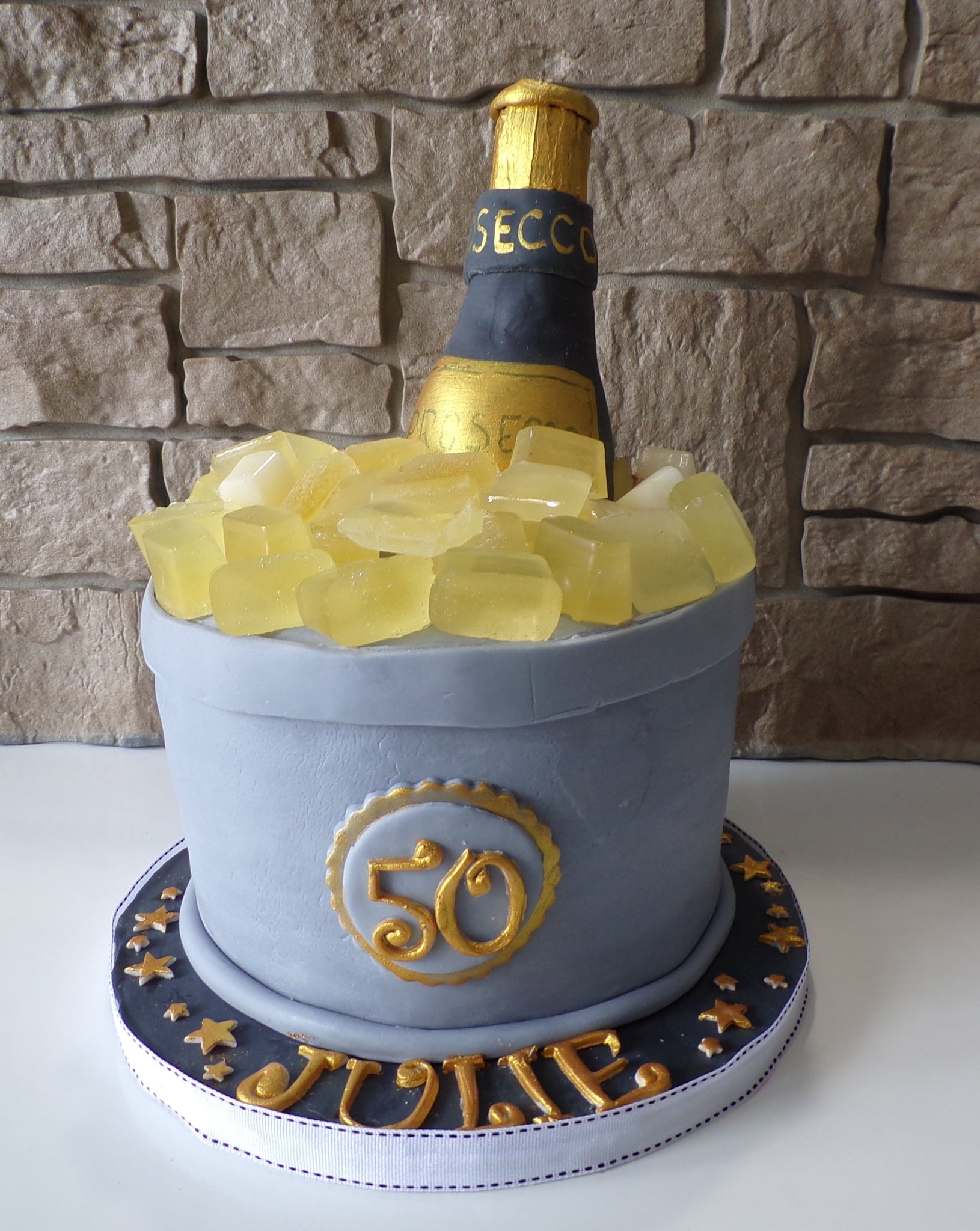 ICE BUCKET with bottle cake, wine bottle cakes, 8 inch round fondant b –  23sweets