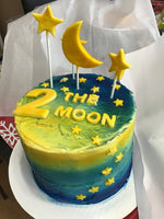 Cake 2 the moon themed birthday cake 8 inch round, to the moon, two the moon cake