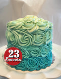 8” Cake with buttercream rosettes, birthday cake 8 inch round