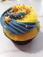 CUPCAKES Celestial themed in yellow and blue, 1 dozen