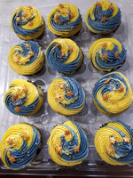 CUPCAKES Celestial themed in yellow and blue, 1 dozen