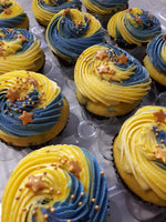 CUPCAKES Celestial themed in yellow and blue, 1 dozen