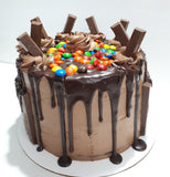 4 inch CHOCOLATE CANDY BAR CAKE WITH CHOCOLATE GANACHE DRIP, BIRTHDAY cake 4 inch round