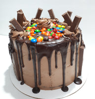 8 inch CHOCOLATE CANDY BAR CAKE WITH CHOCOLATE GANACHE DRIP, BIRTHDAY cake 8 inch round