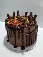 4 inch CHOCOLATE CANDY BAR CAKE WITH CHOCOLATE GANACHE DRIP, BIRTHDAY cake 4 inch round