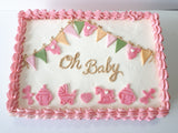 BABY SHOWER CAKE 11 x 14 sheet CAKE, with FONDANT DETAILS