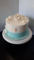 CAKE pink First Communion cake 8 inch round