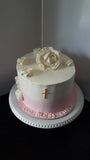 CAKE pink First Communion cake 8 inch round