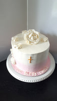 CAKE pink First Communion cake 8 inch round