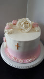 CAKE pink First Communion cake 8 inch round