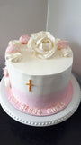 CAKE pink First Communion cake 8 inch round